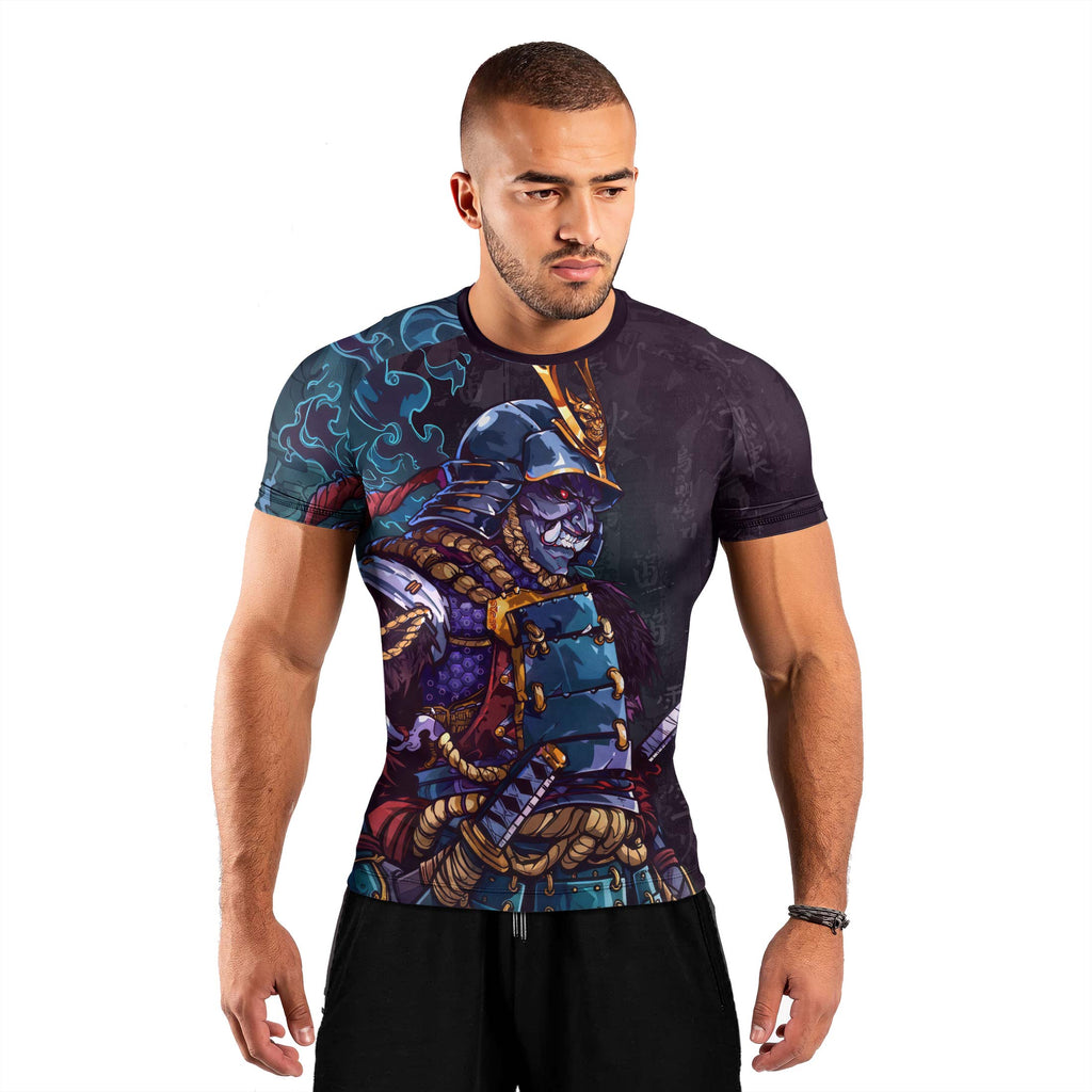 Hell Demon Samurai Men's Short Sleeve Rash Guard