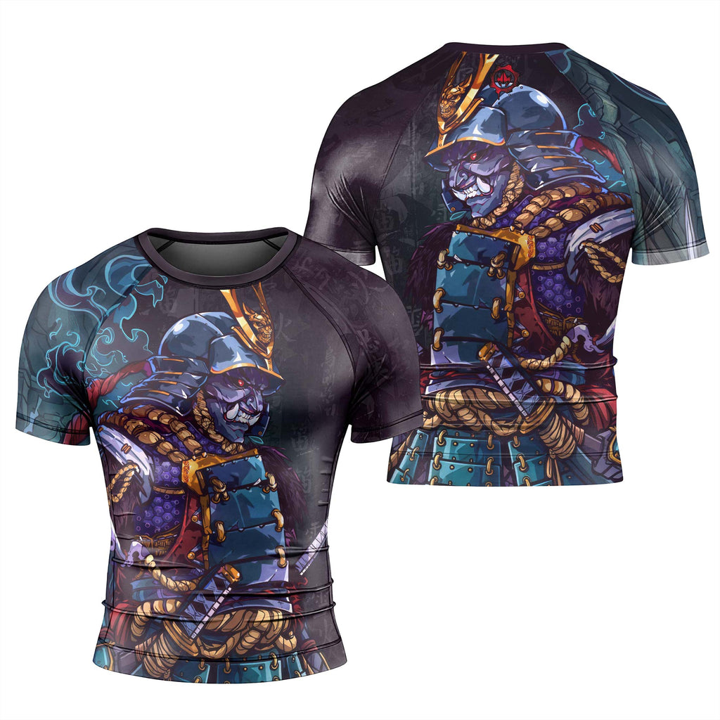 Hell Demon Samurai Men's Short Sleeve Rash Guard