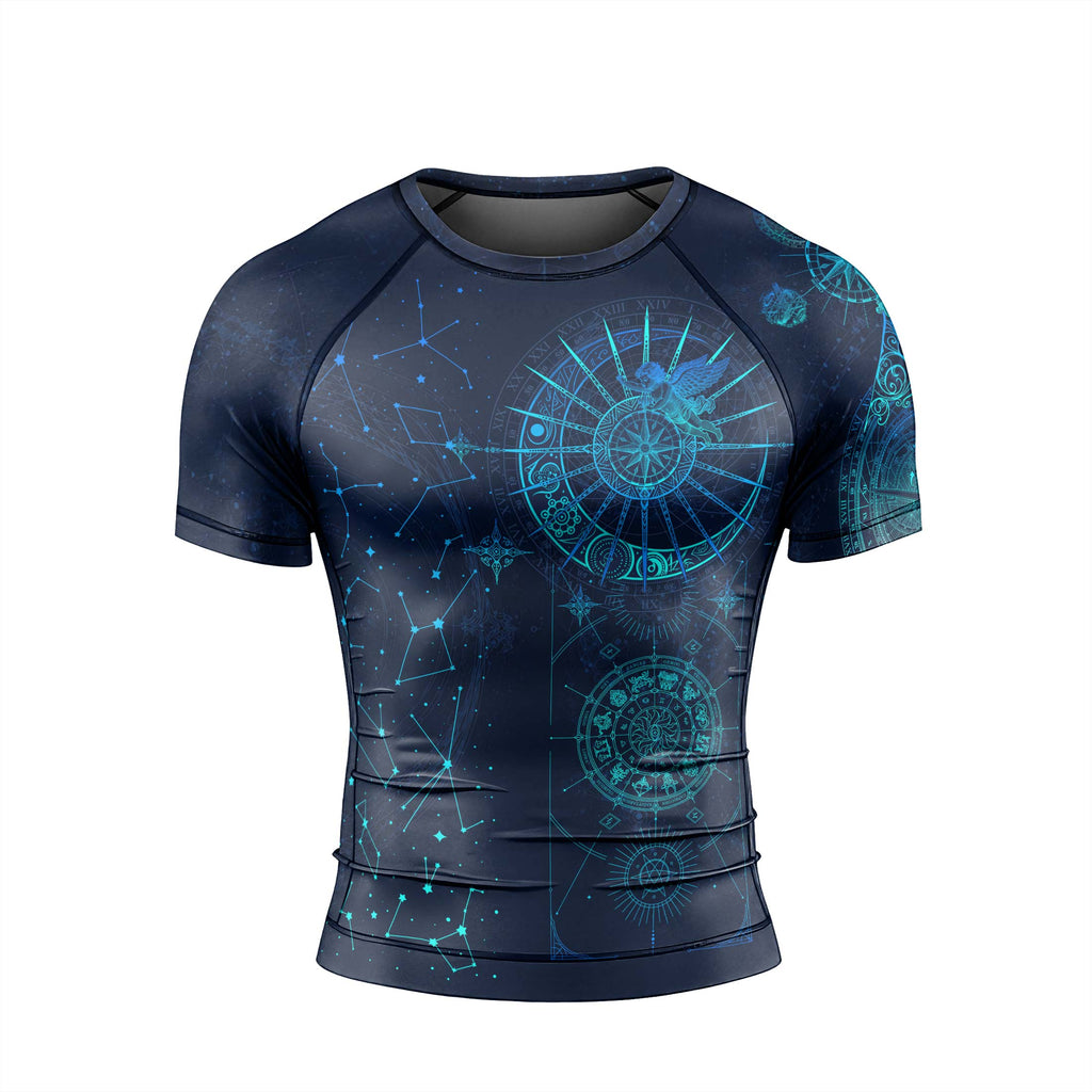 Horoscope Galaxy Men's Short Sleeve Rash Guard