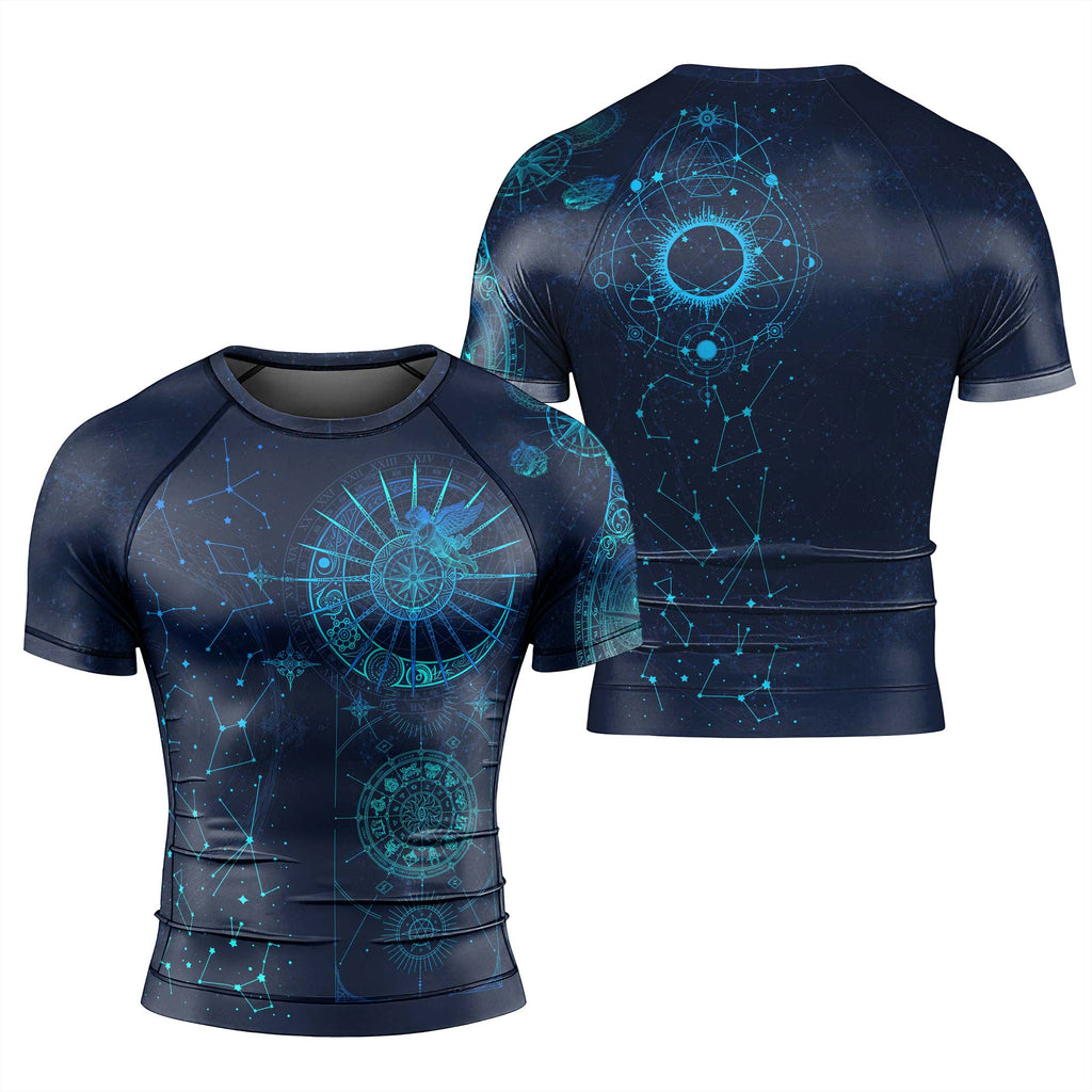 Horoscope Galaxy Men's Short Sleeve Rash Guard