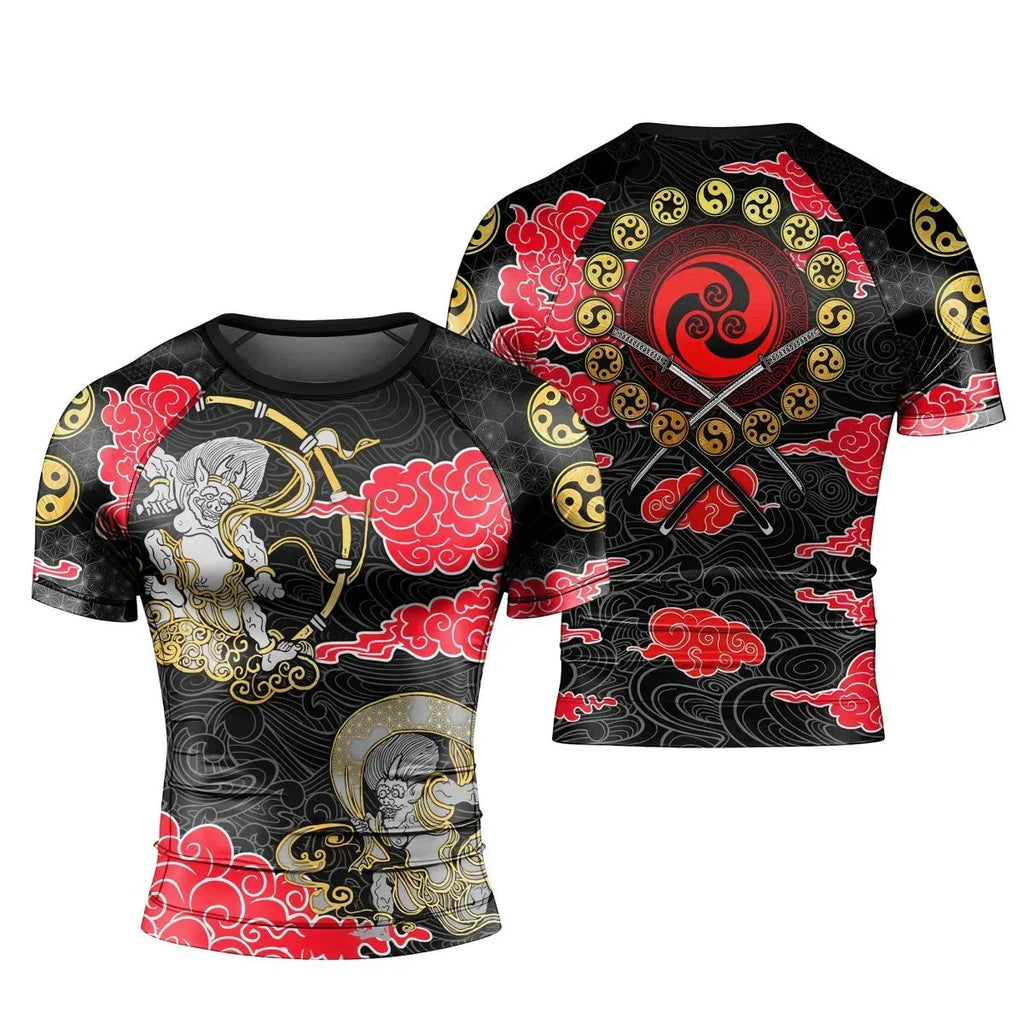 Japanese Raijin And Fujin Men's Short Sleeve Rash Guard