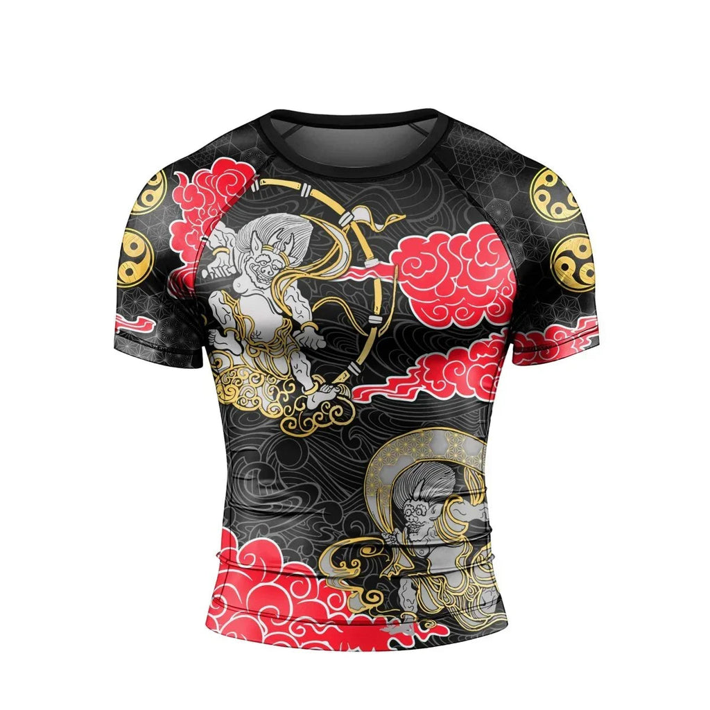 Japanese Raijin And Fujin Men's Short Sleeve Rash Guard