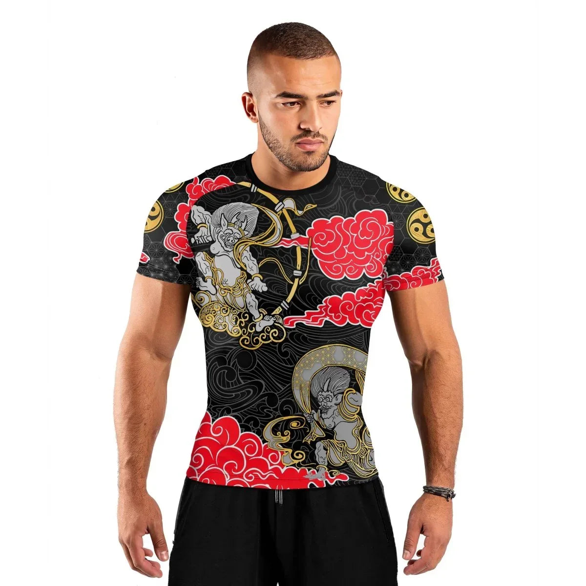 Japanese Raijin And Fujin Men's Short Sleeve Rash Guard