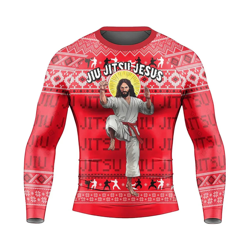 Divine Grappler Christmas Men's Long Sleeve Rash Guard