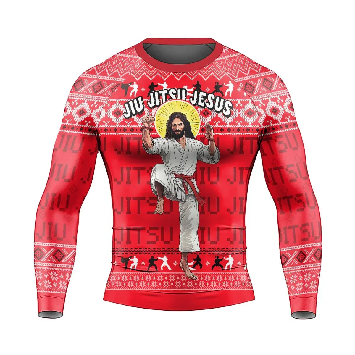 Divine Grappler Christmas Men's Long Sleeve Rash Guard