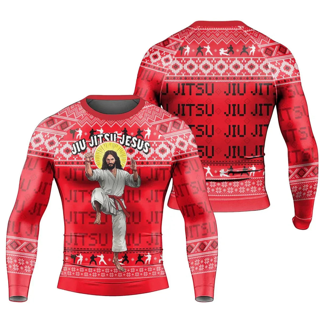 Divine Grappler Christmas Men's Long Sleeve Rash Guard