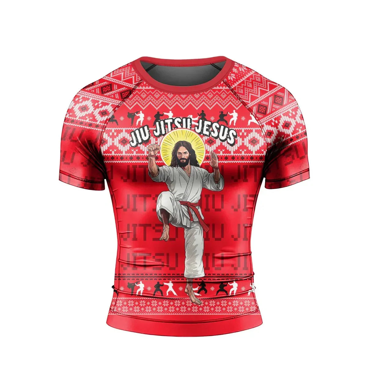 Divine Grappler Christmas Men's Short Sleeve Rash Guard