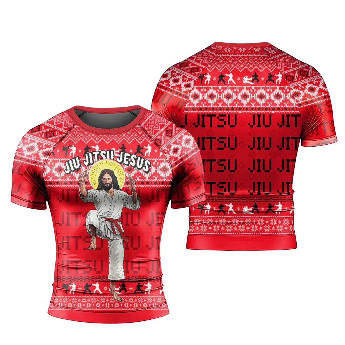 Divine Grappler Christmas Men's Short Sleeve Rash Guard