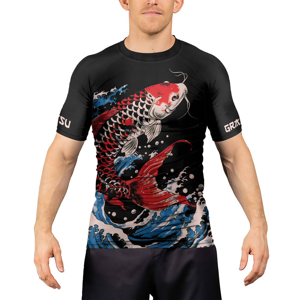 Rashninja Samurai Koi Spirit Men's Short Sleeve Rash Guard
