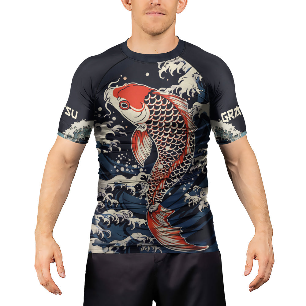 Rashninja Samurai Koi Honor Men's Short Sleeve Rash Guard