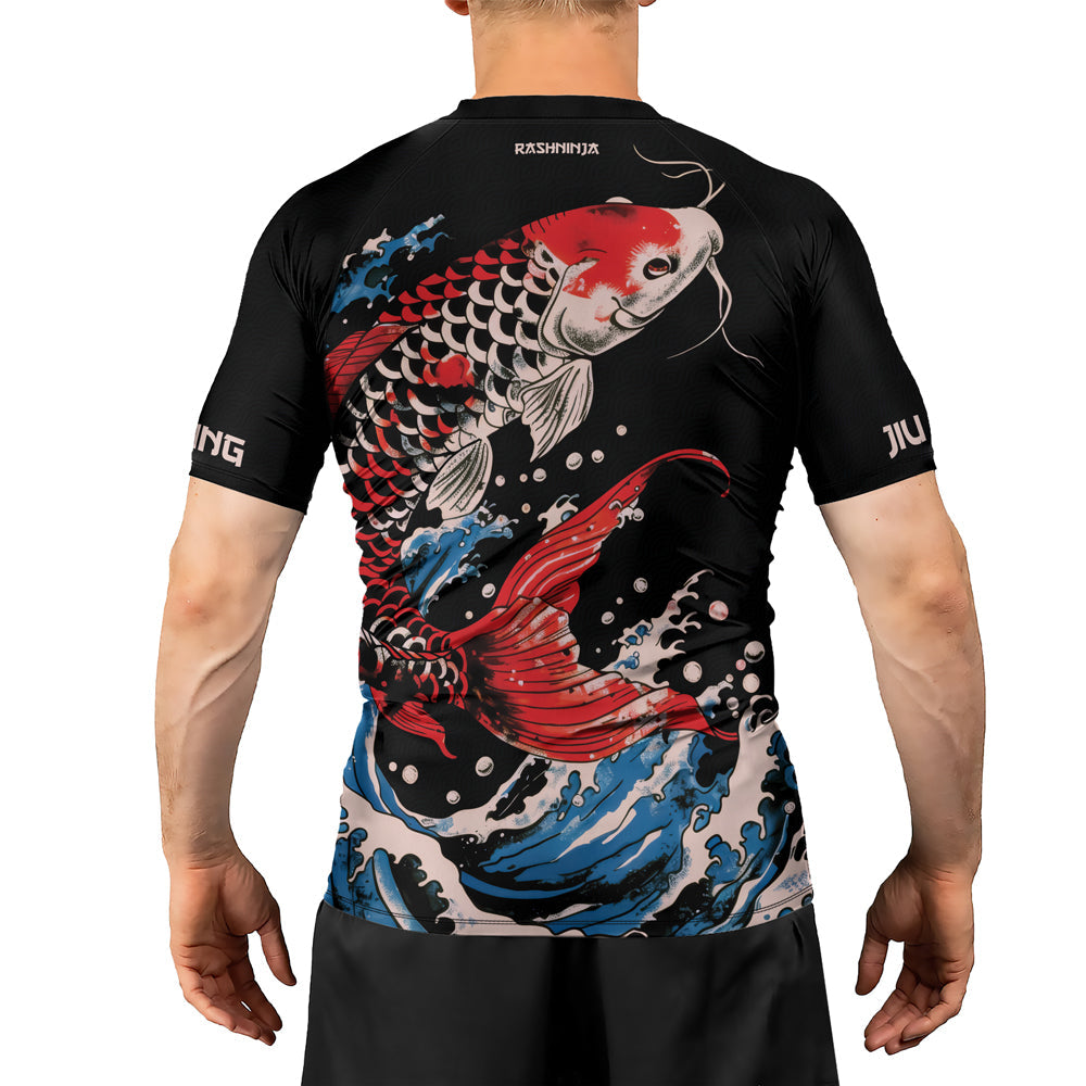 Rashninja Samurai Koi Spirit Men's Short Sleeve Rash Guard