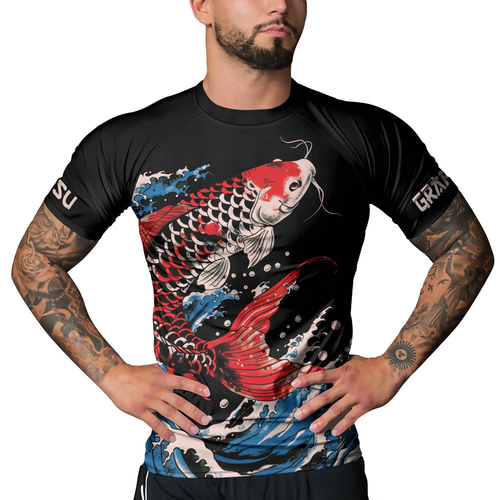 Rashninja Samurai Koi Spirit Men's Short Sleeve Rash Guard