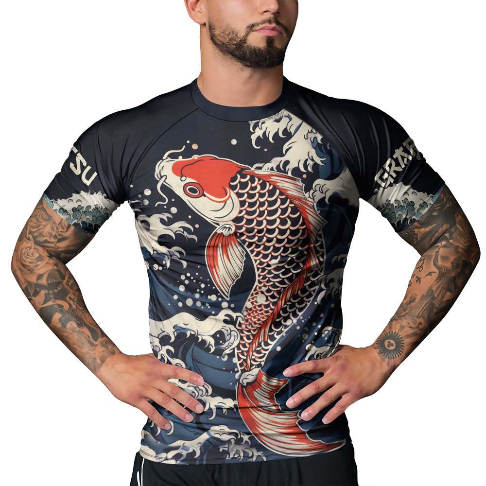 Rashninja Samurai Koi Honor Men's Short Sleeve Rash Guard