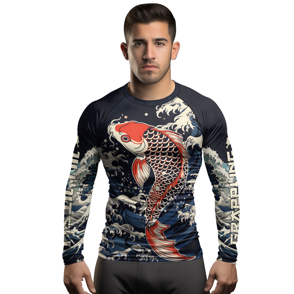 Rashninja Samurai Koi Honor Men's Long Sleeve Rash Guard