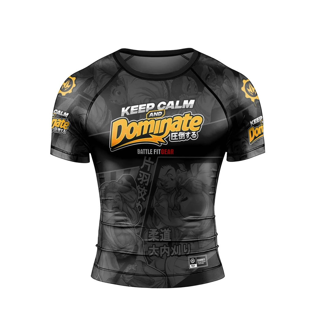 Keep Calm Dominate Men's Short Sleeve Rash Guard