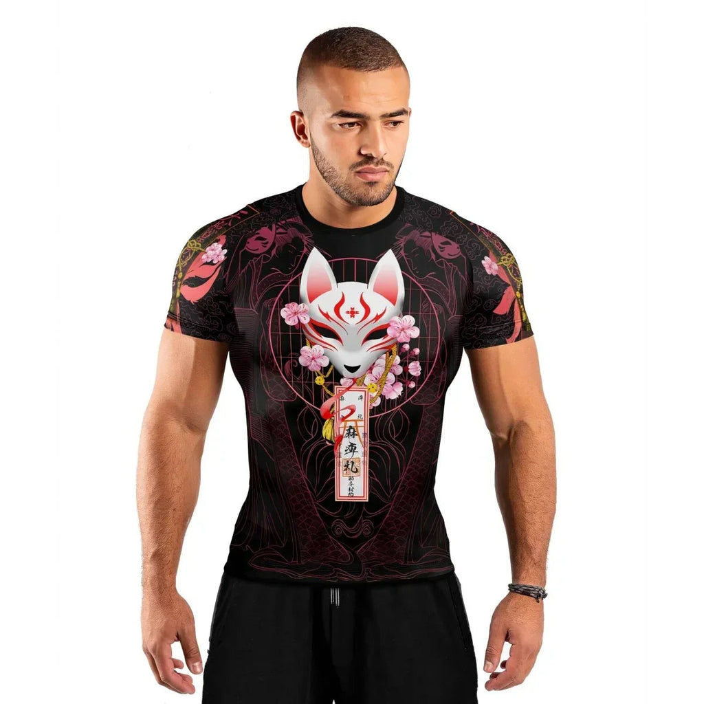Kitsune Mask Men's Short Sleeve Rash Guard