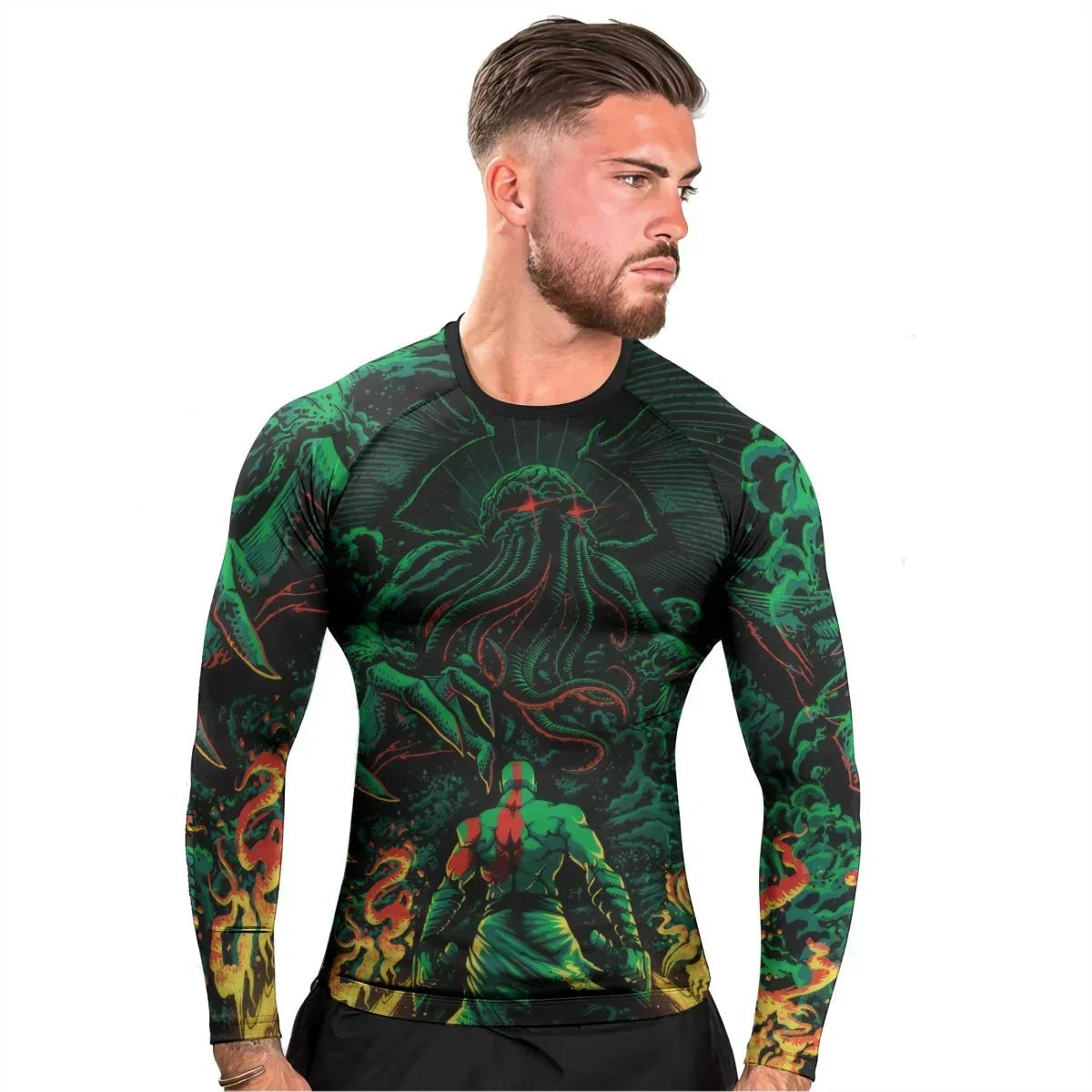 Kratos Versus Cthulhu Men's Long Sleeve Rash Guard
