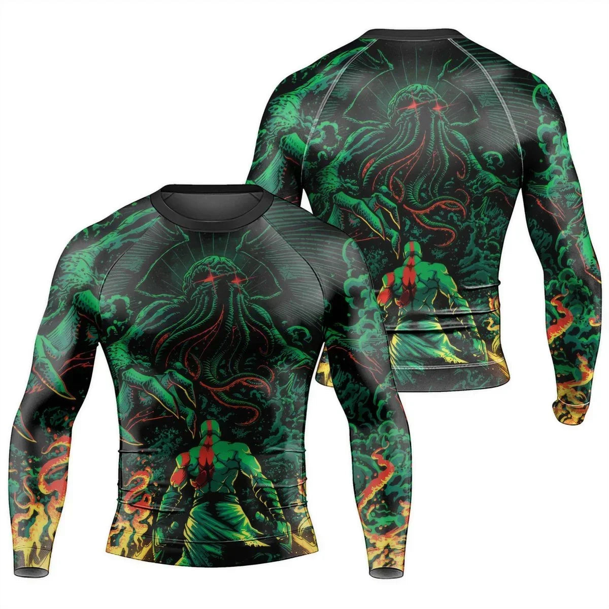 Kratos Versus Cthulhu Men's Long Sleeve Rash Guard