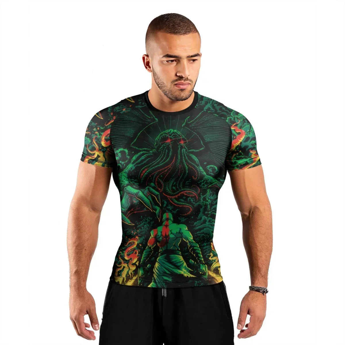 Kratos Versus Cthulhu Men's Short Sleeve Rash Guard