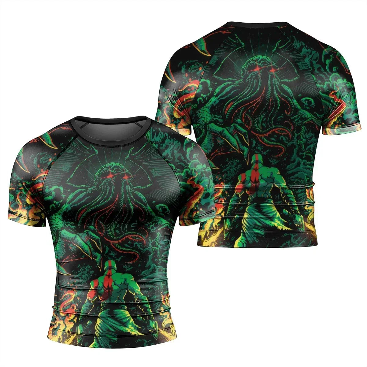 Kratos Versus Cthulhu Men's Short Sleeve Rash Guard