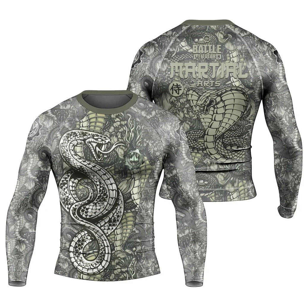 Samurai Cobra And Dragon Long Sleeve Rash Guard