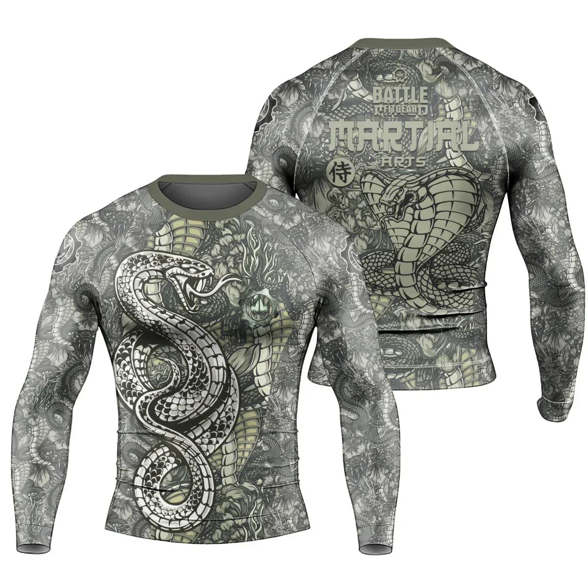 Samurai Cobra And Dragon Long Sleeve Rash Guard