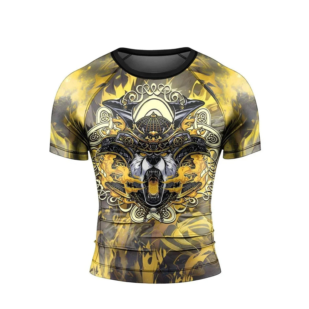 Golden Panda Skull Short Sleeve Rash Guard