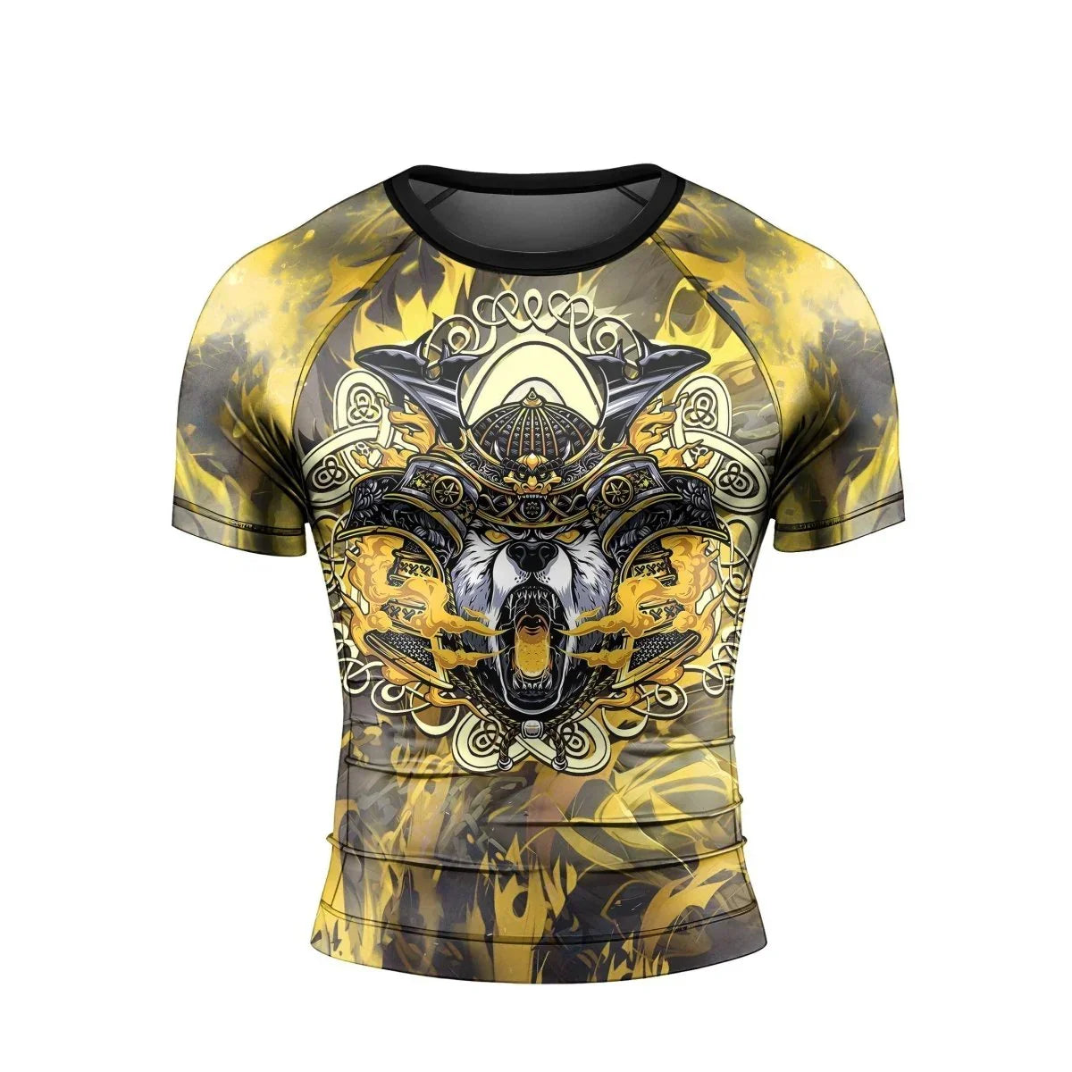 Golden Panda Skull Short Sleeve Rash Guard