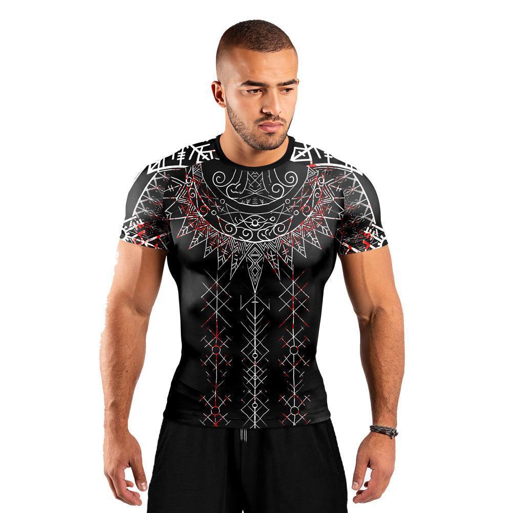 Viking Sol Runes And Symbols  Men's Short Sleeve Rash Guard