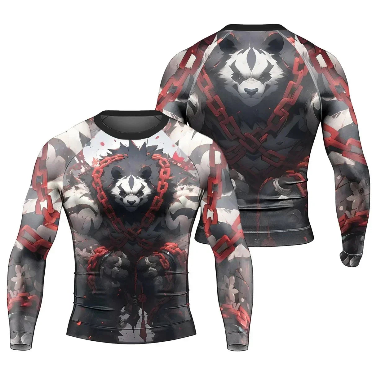 Warrior Panda Skull Long Sleeve Rash Guard