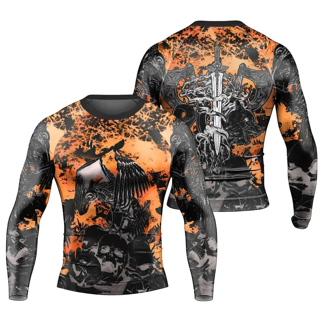 Raven Skull Men's Long Sleeve Rash Guard
