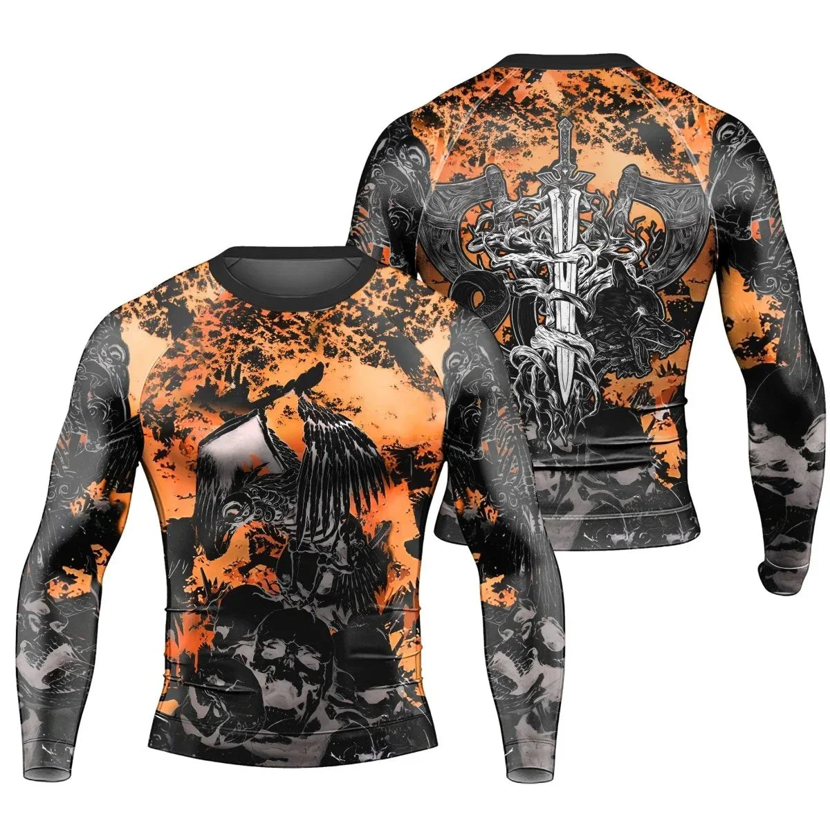 Raven Skull Men's Long Sleeve Rash Guard