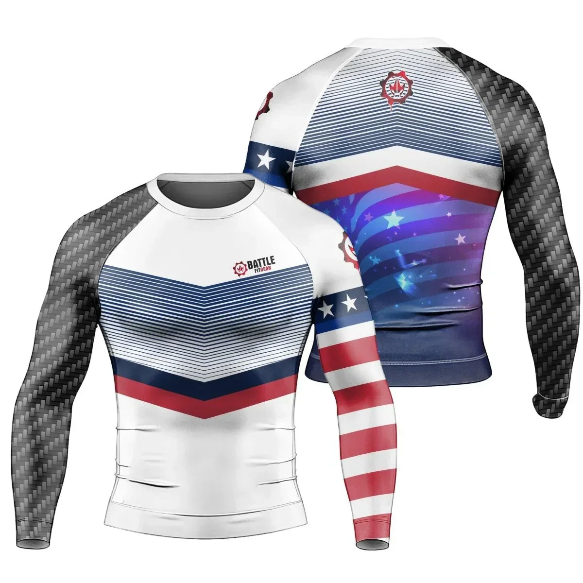 American Flag White Long Sleeve Rash Guard