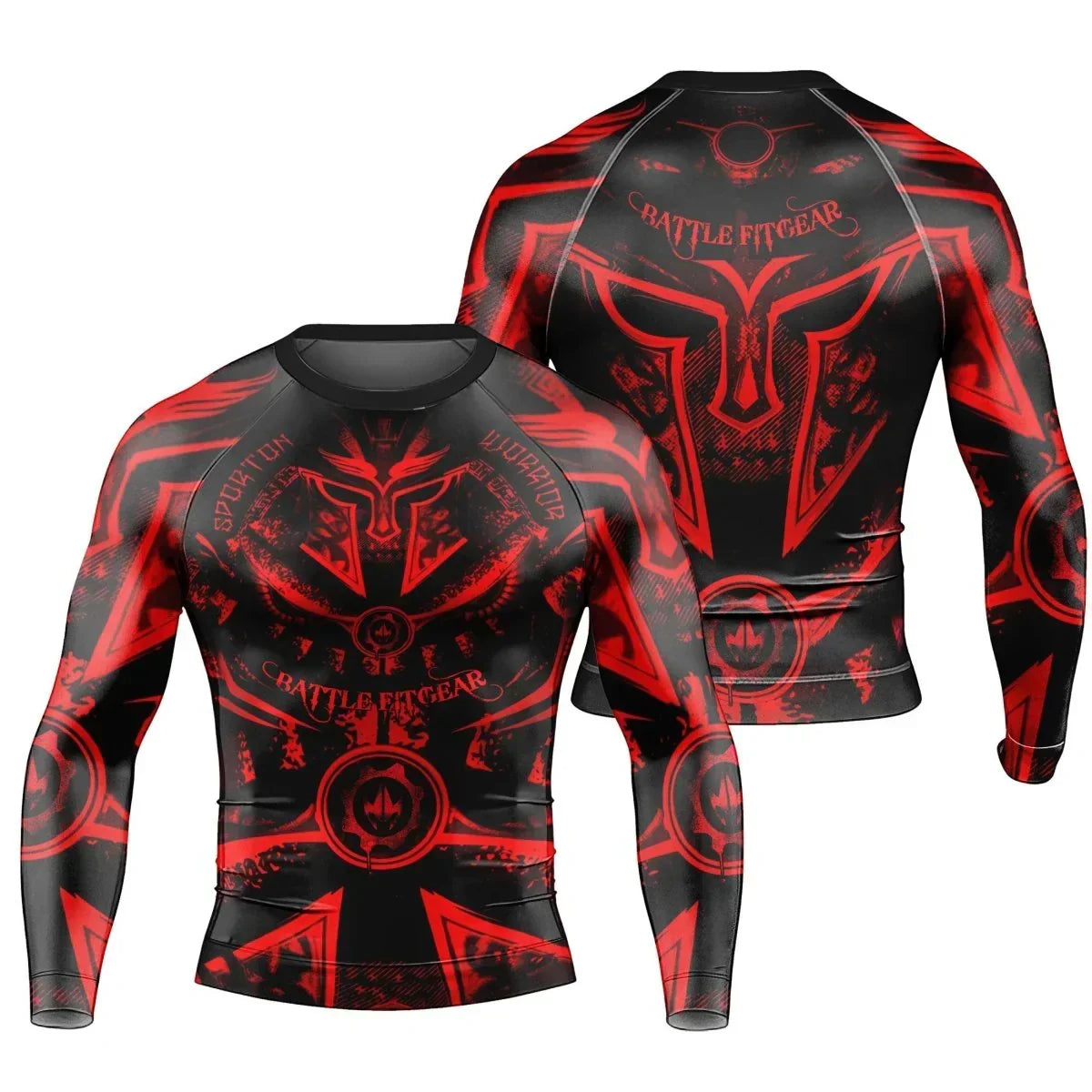Spartan Red Men's Long Sleeve Rash Guard