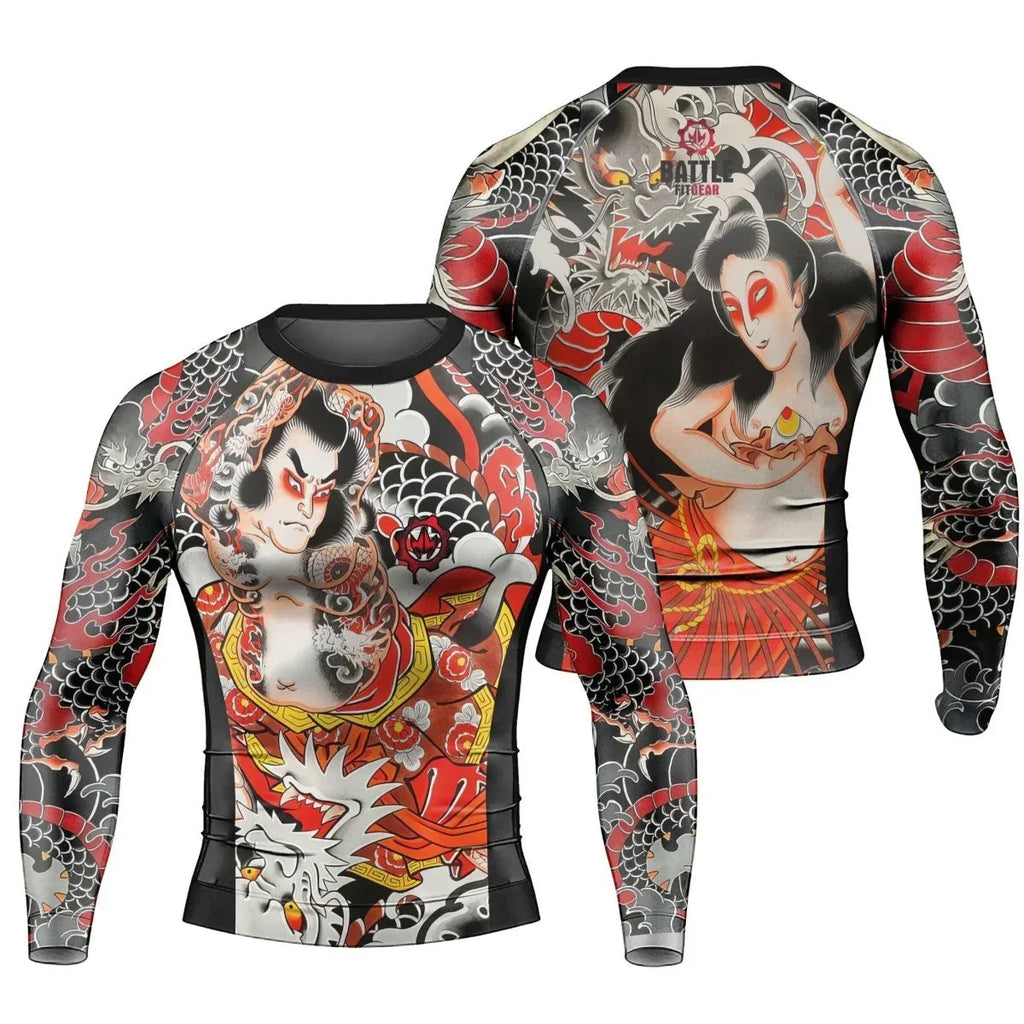 Kumonryu Shishin VS Tamatori Hime Men's Long Sleeve Rash Guard