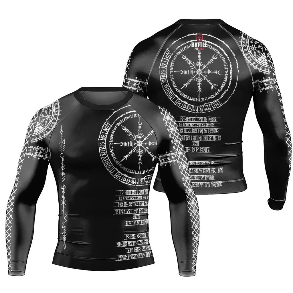 Vikings Shield Runes Men's Long Sleeve Rash Guard