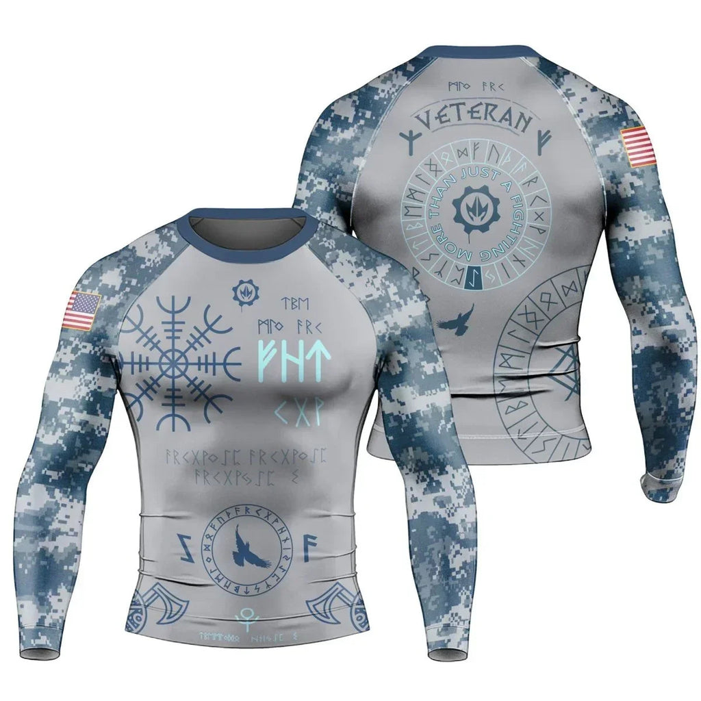 BattleFitGear Navy Veteran Viking Men's Long Sleeve Rash Guard
