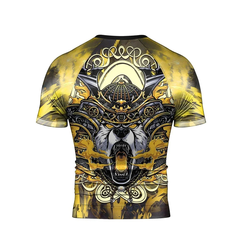 Golden Panda Skull Short Sleeve Rash Guard