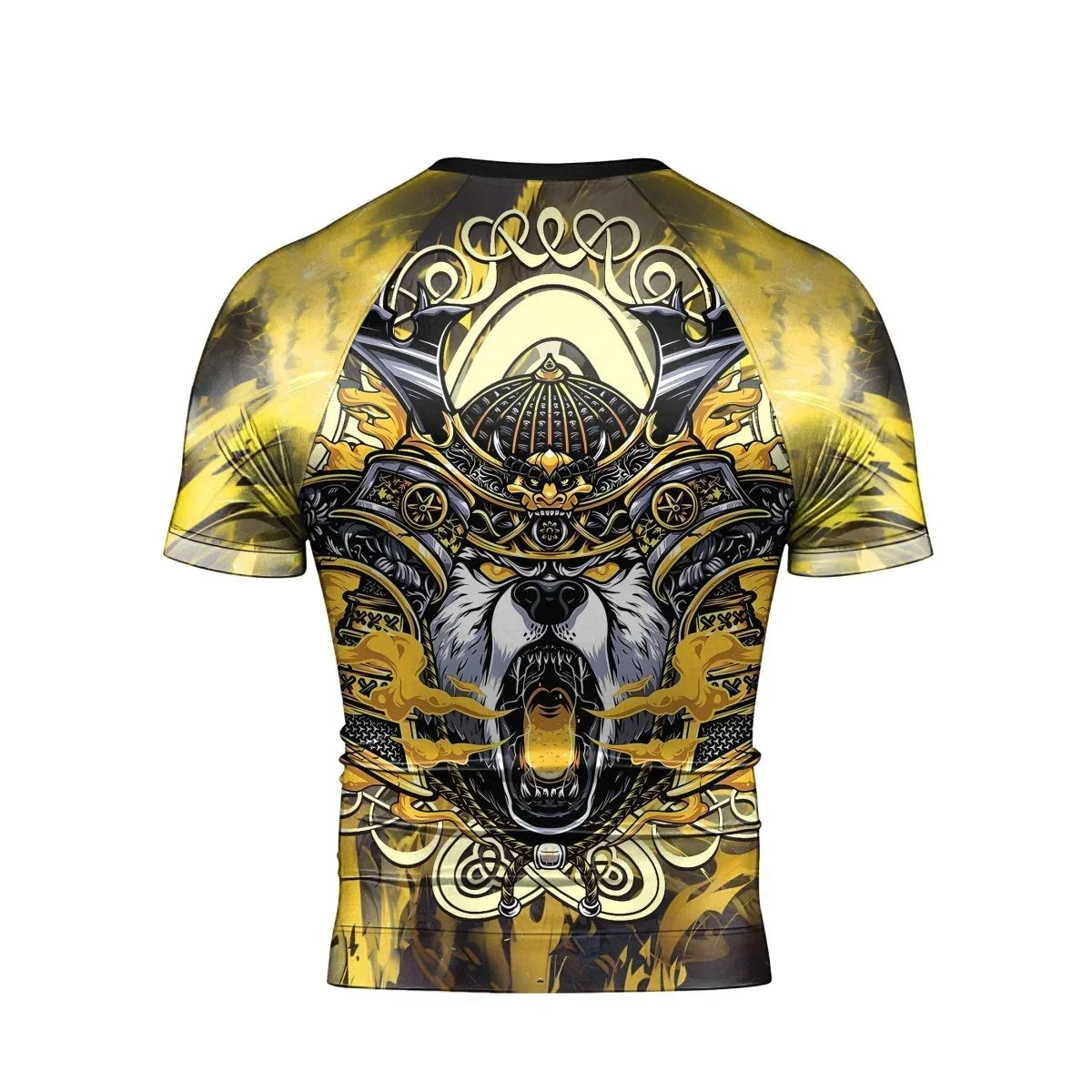Golden Panda Skull Short Sleeve Rash Guard