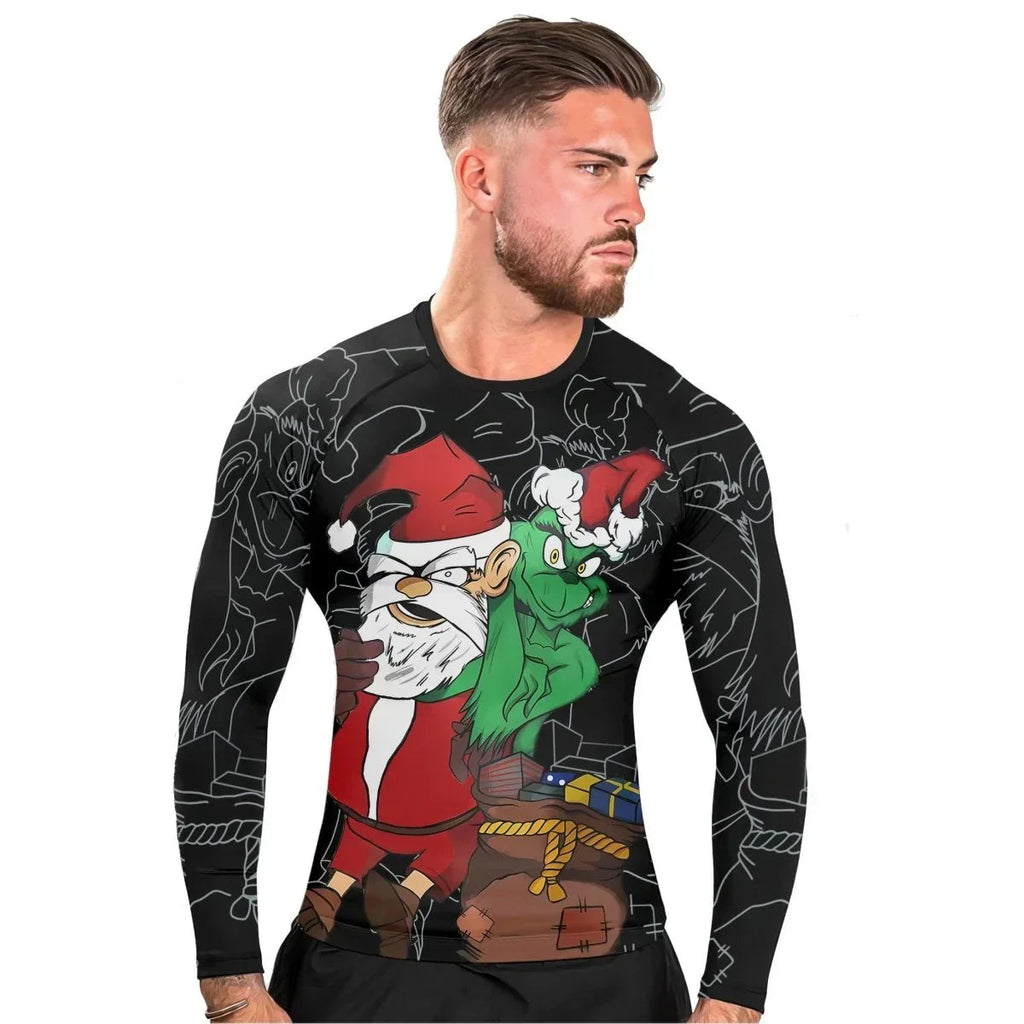 Grinch Christmas Man Long Sleeve Rash Guard
