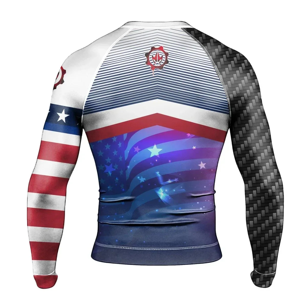 American Flag White Long Sleeve Rash Guard