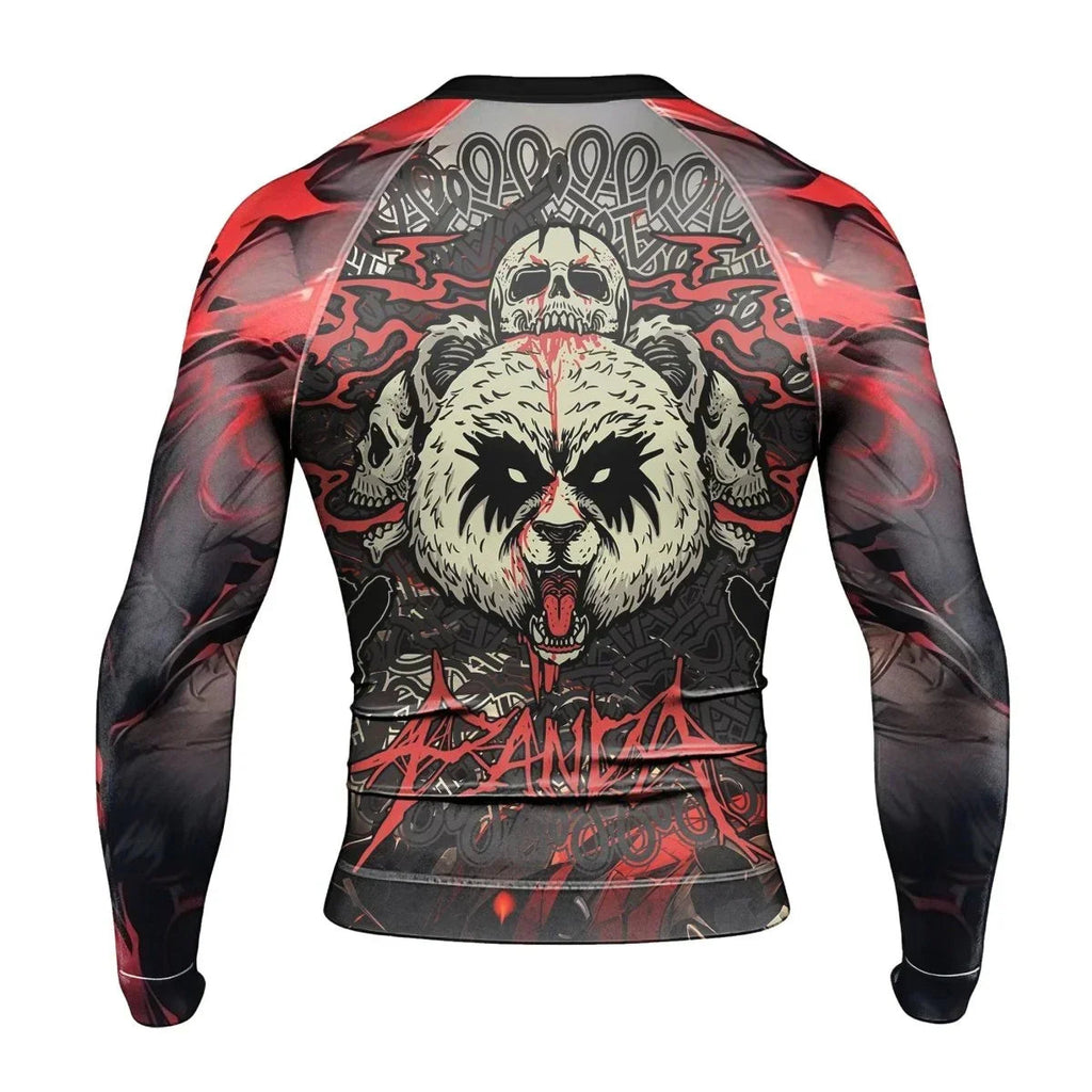 Panda Skull Long Sleeve Rash Guard