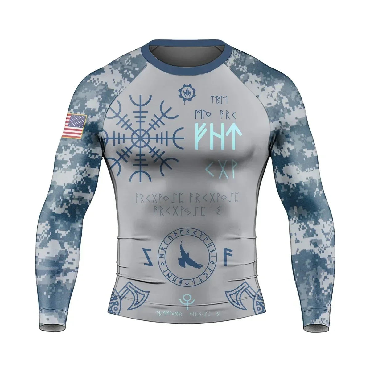 BattleFitGear Navy Veteran Viking Men's Long Sleeve Rash Guard