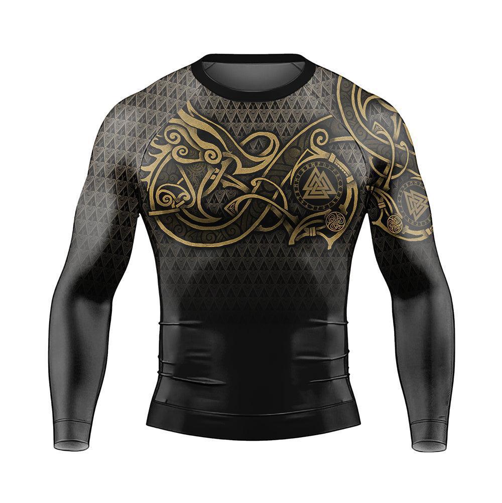 Viking Fenrir Symbol Rune Men's Long Sleeve Rash Guard