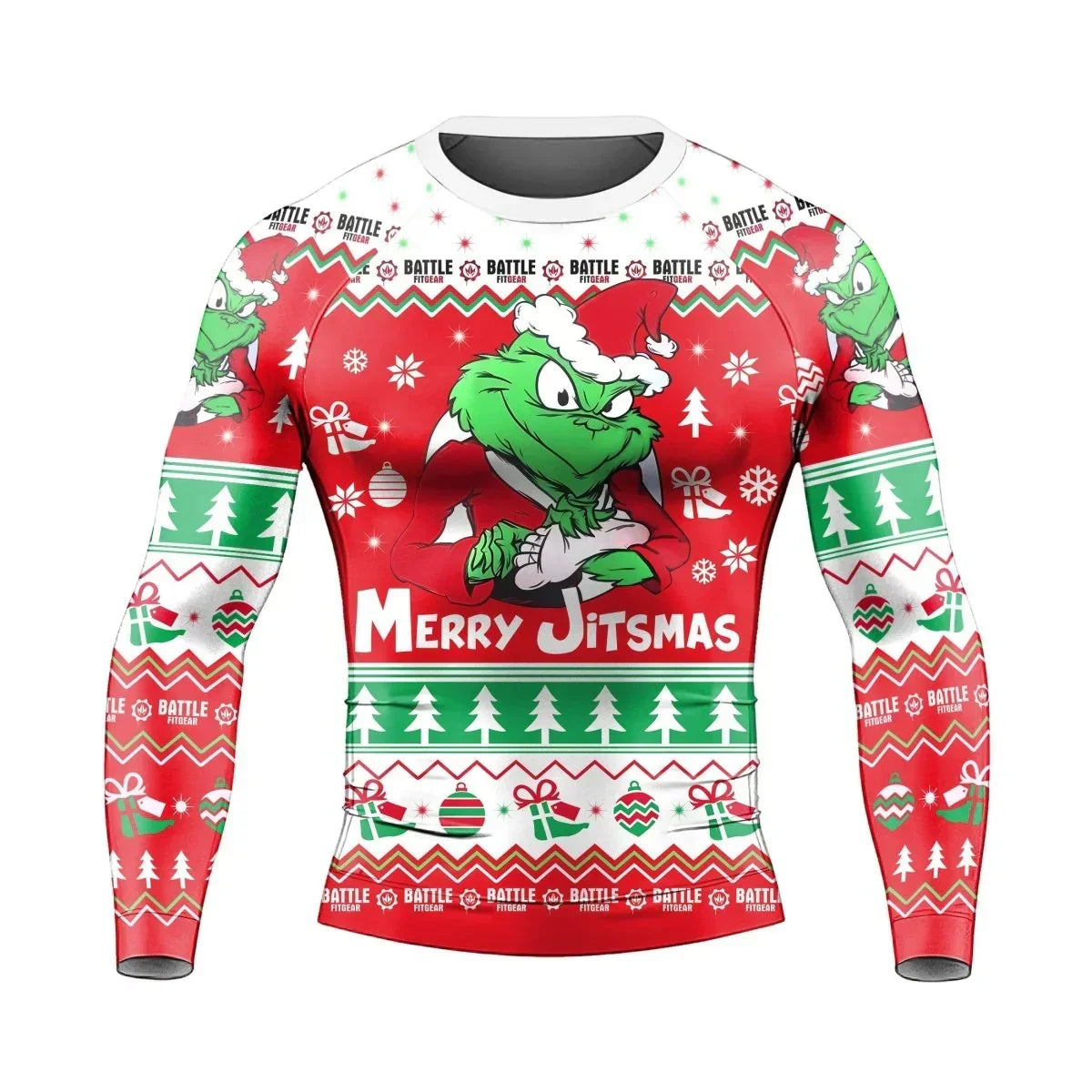 Funny Santa Grinch Long Sleeve Rash Guard