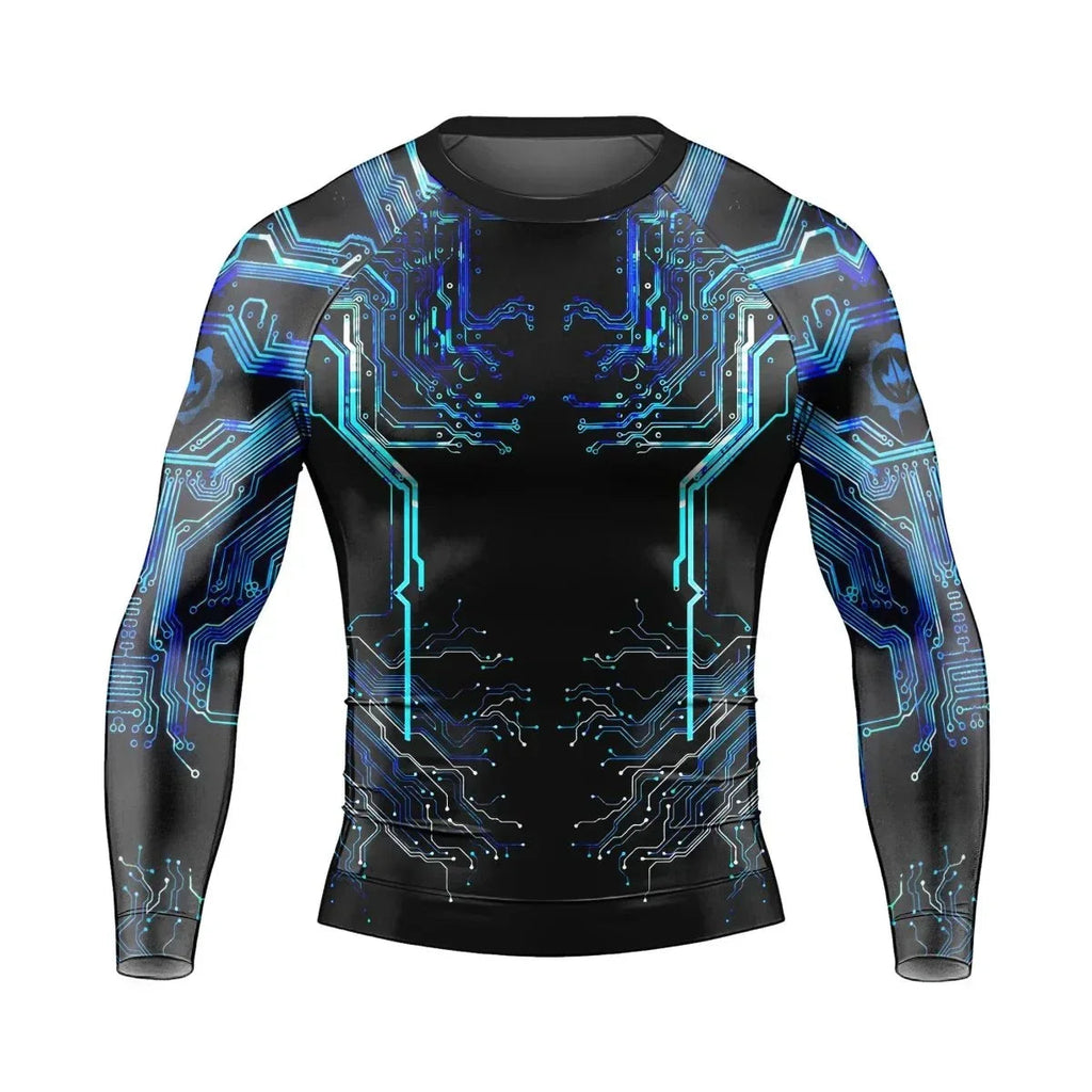 Glowing Circuit Men's Long Sleeve Rash Guard