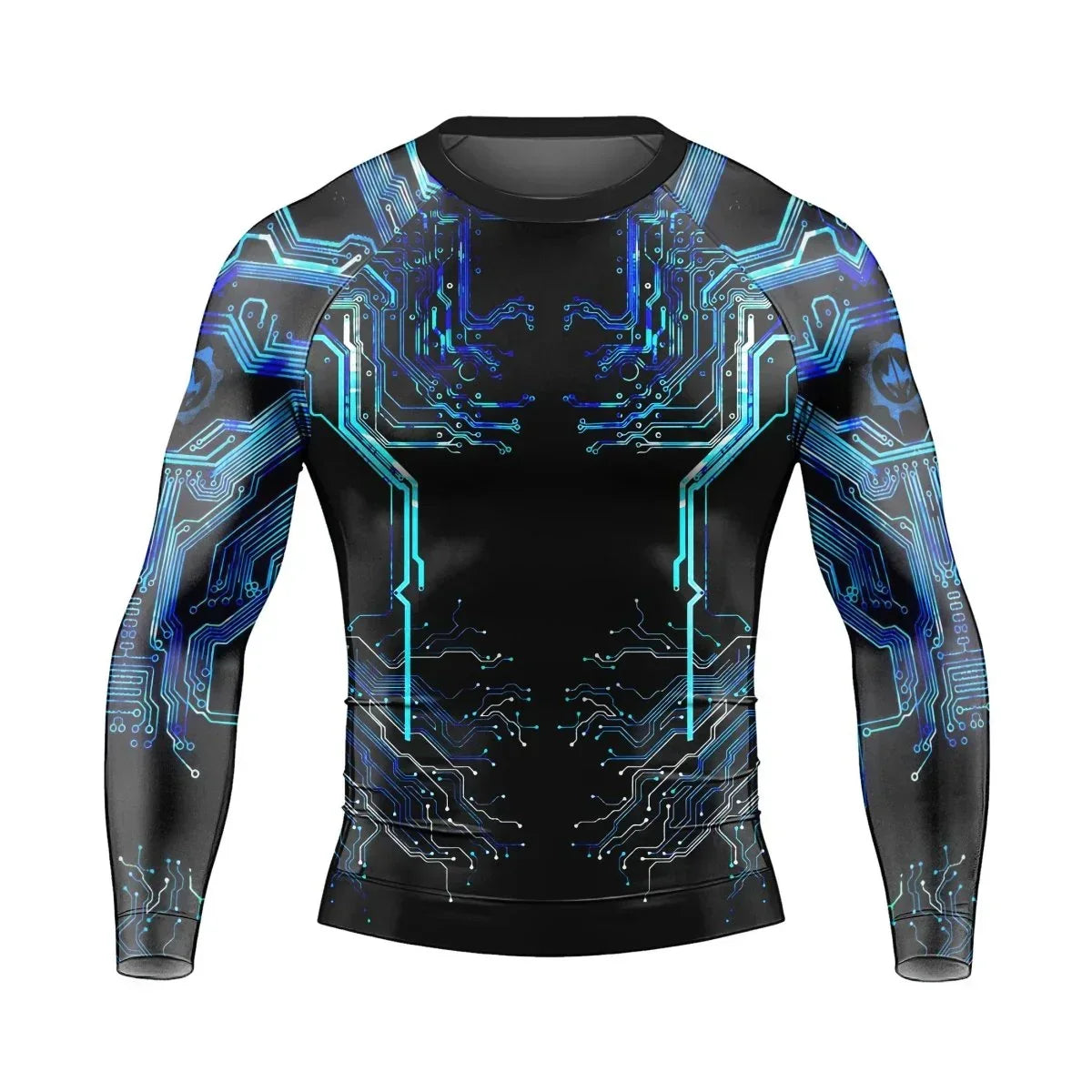 Glowing Circuit Men's Long Sleeve Rash Guard