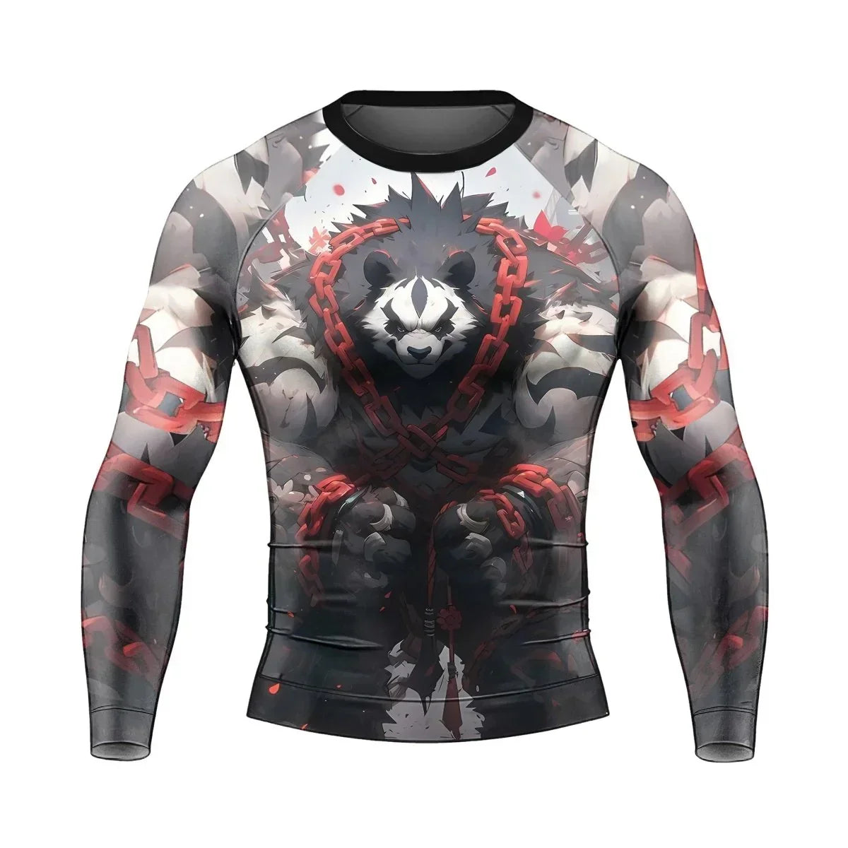 Warrior Panda Skull Long Sleeve Rash Guard