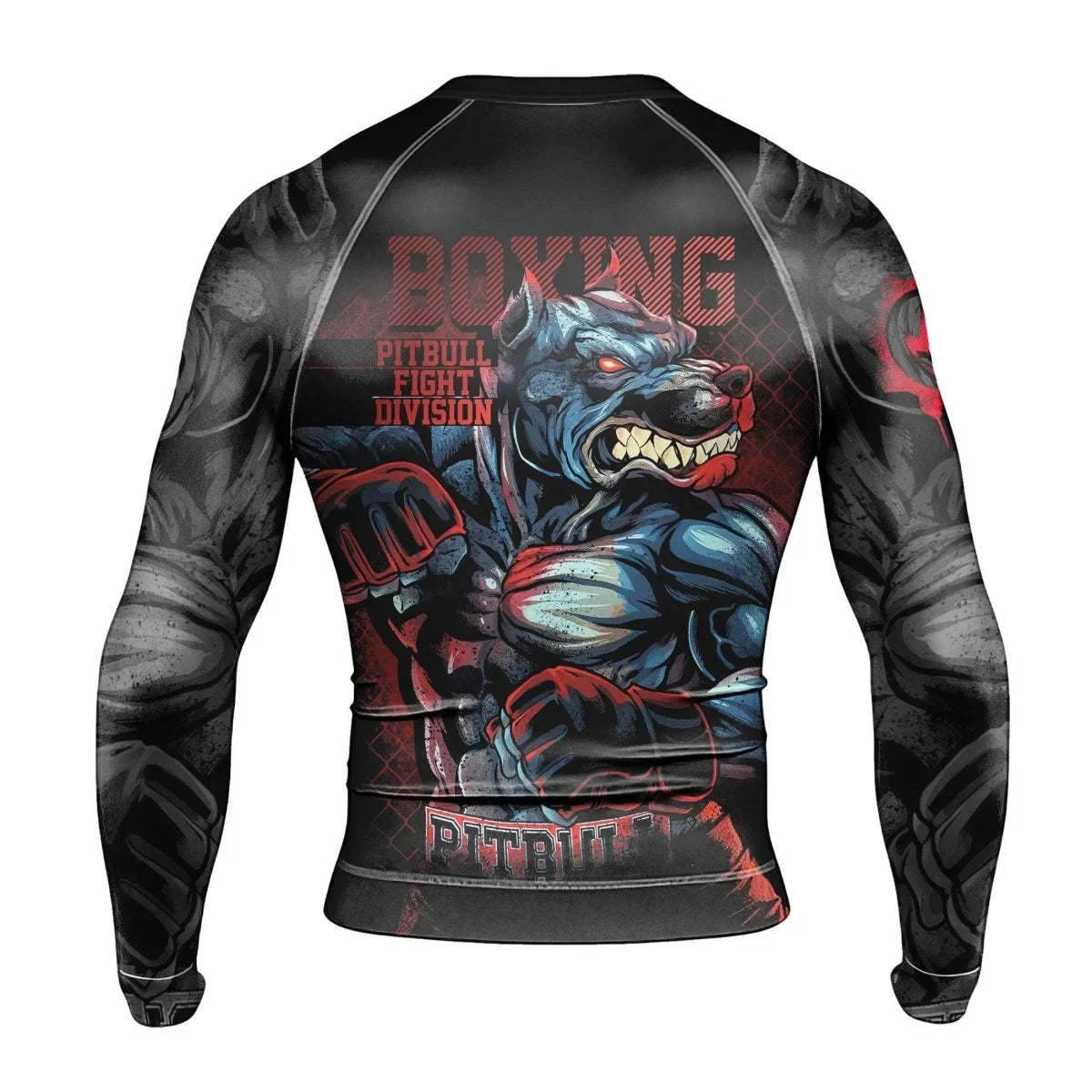 Red Rage Pitbull Boxing Men's Long Sleeve Rash Guard