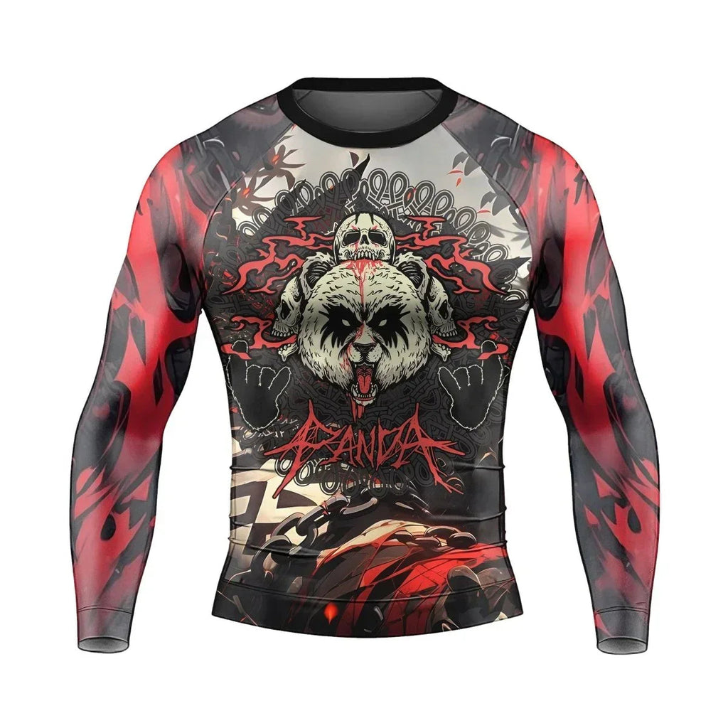 Panda Skull Long Sleeve Rash Guard
